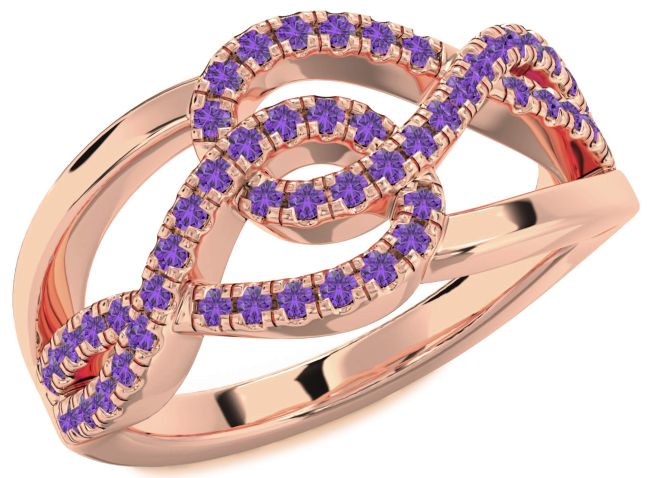 Amethyst Rose Gold Infinity Round Ring