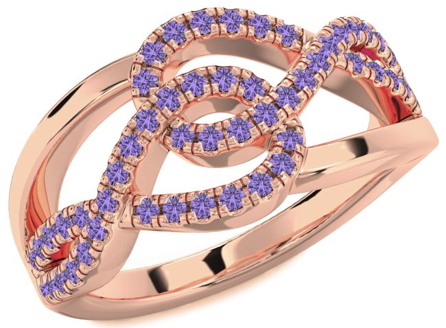 Alexandrite Rose Gold Silver Infinity Round Ring