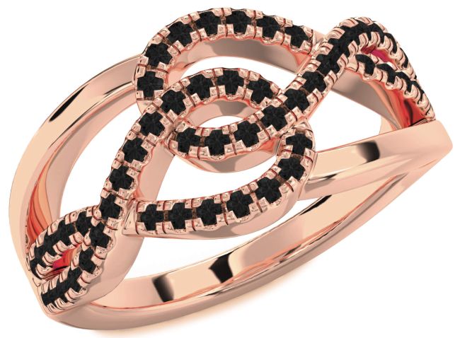 Black Diamond Rose Gold Silver Infinity Round Ring