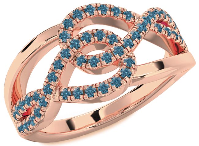 Blue Diamond Rose Gold Infinity Round Ring