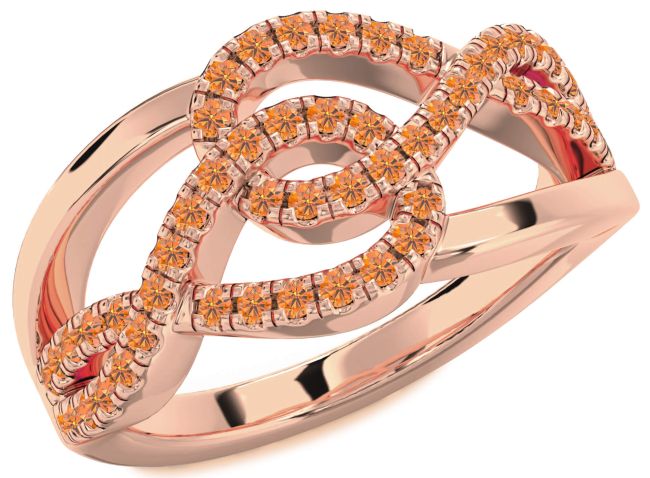 Citrine Rose Gold Infinity Round Ring