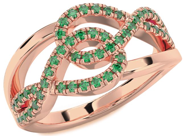 Emerald Rose Gold Infinity Round Ring