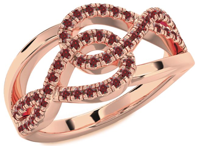 Garnet Rose Gold Infinity Round Ring