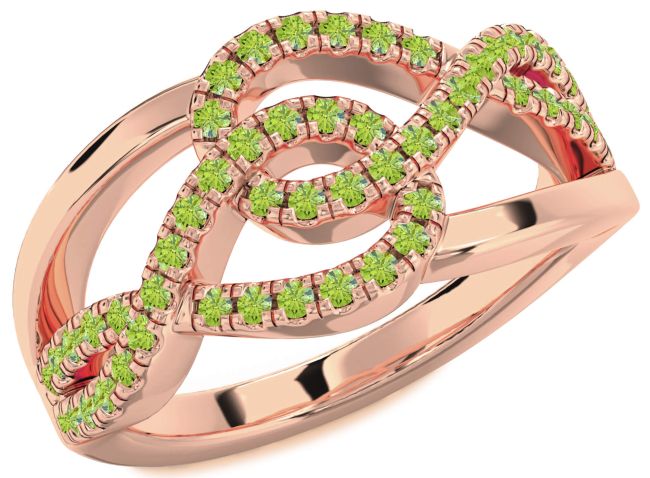 Peridot Rose Gold Infinity Round Ring