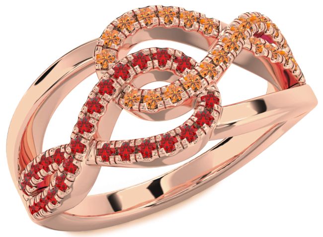 Ruby & Citrine Rose Gold Infinity Round Promise Ring