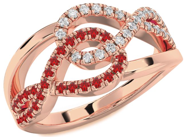 Diamond & Ruby Rose Gold Infinity Round Promise Ring