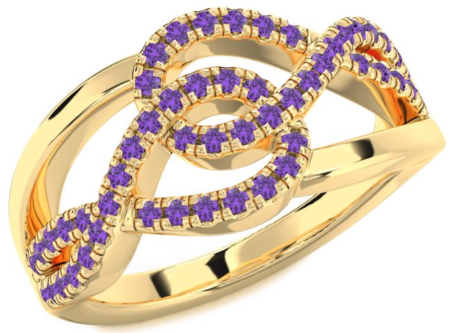 Amethyst Gold Infinity Round Ring