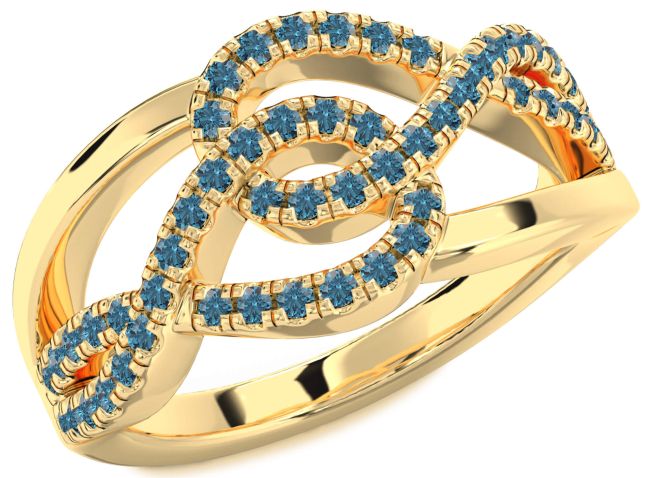 Blue Diamond Gold Infinity Round Ring