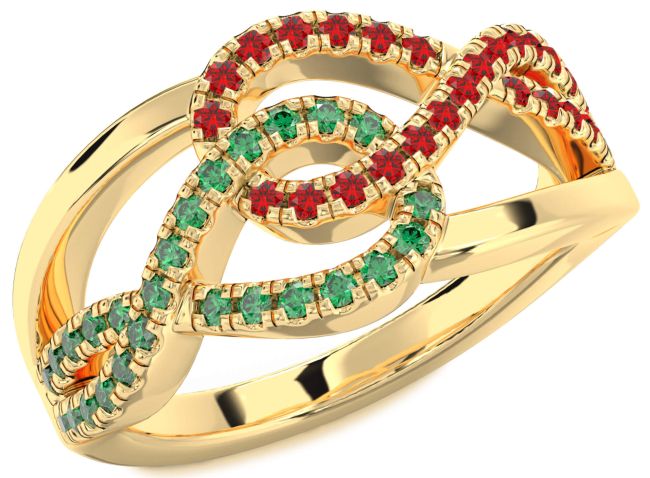 Emerald & Ruby Gold Infinity Round Promise Ring