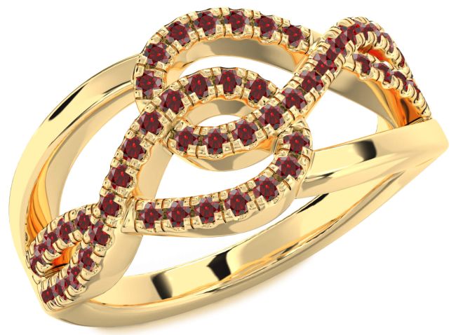 Garnet Gold Infinity Round Ring
