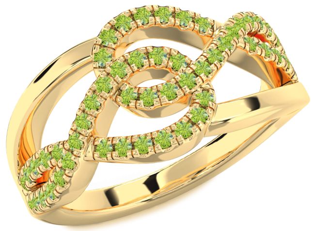 Peridot Gold Infinity Round Ring