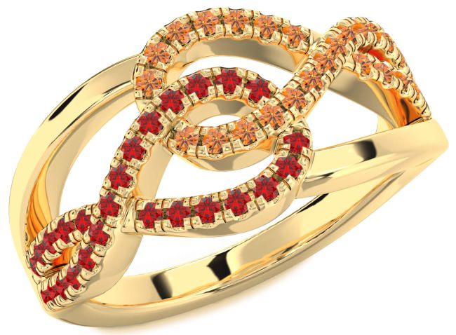 Ruby & Citrine Gold Infinity Round Promise Ring