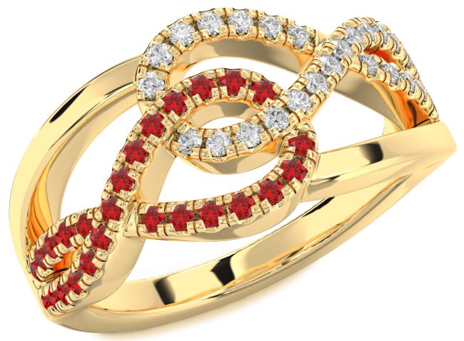Diamond & Ruby Gold Infinity Round Promise Ring