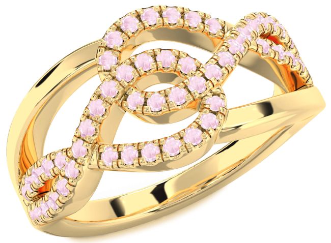 Rose Quartz Gold Infinity Round Ring