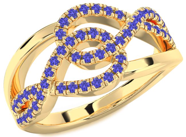 Tanzanite Gold Infinity Round Ring