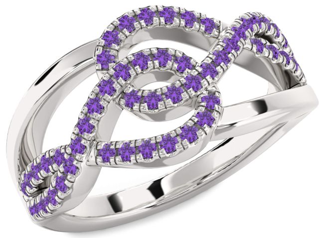 Amethyst Silver Infinity Round Ring