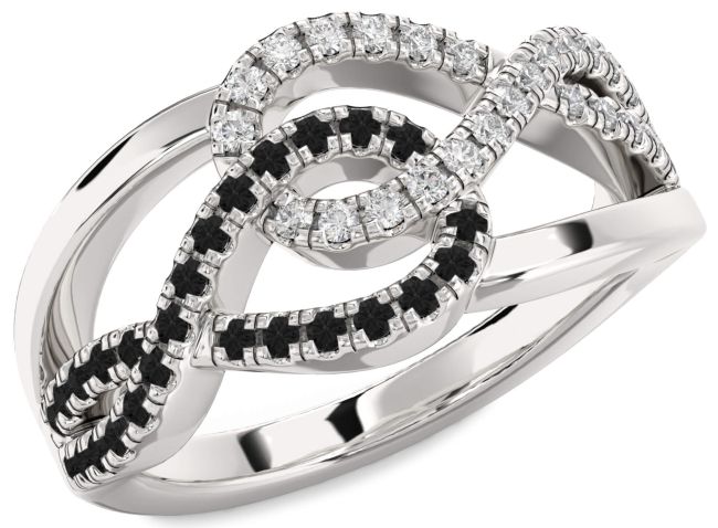 Black Diamond Silver Infinity Round Promise Ring