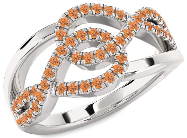 Citrine Silver Infinity Round Ring