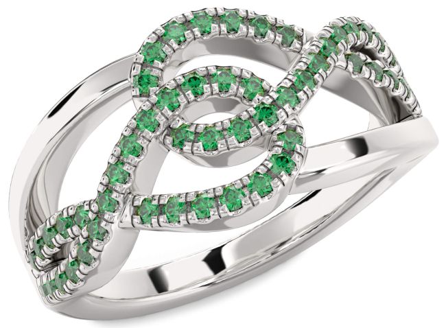 Emerald Platinum Infinity Round Ring