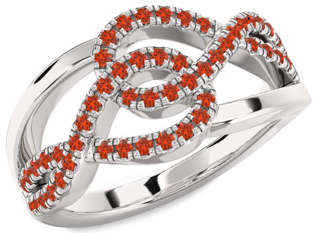 Fire Opal Silver Infinity Round Ring