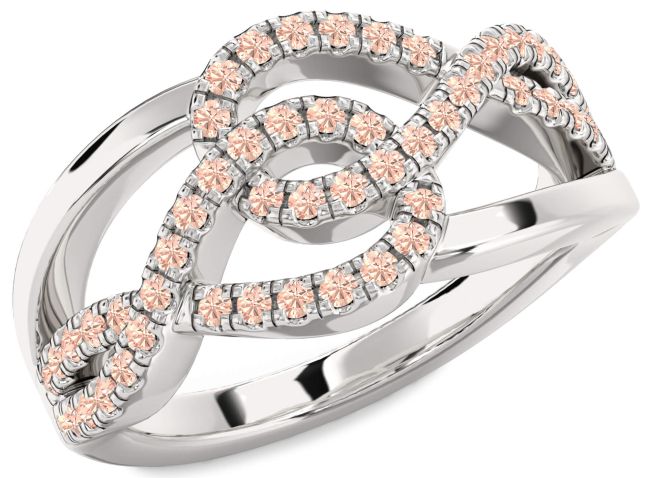Morganite Silver Infinity Round Ring