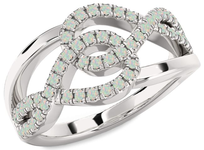 Opal Silver Infinity Round Ring