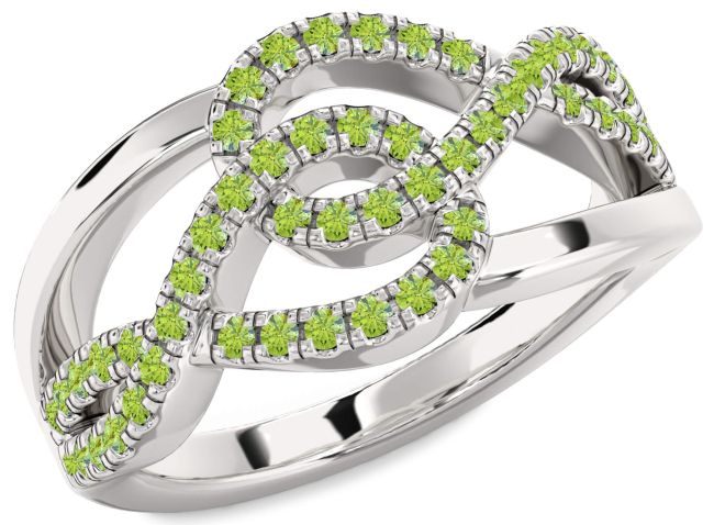 Peridot Silver Infinity Round Ring