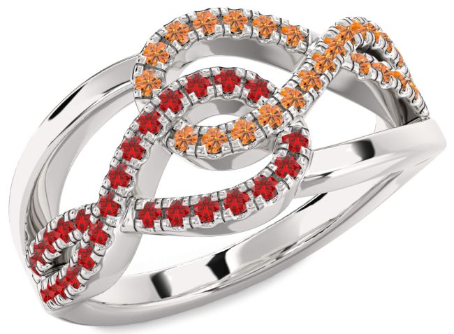 Ruby & Citrine Silver Infinity Round Promise Ring