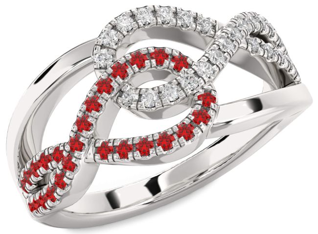 Diamond & Ruby Silver Infinity Round Promise Ring