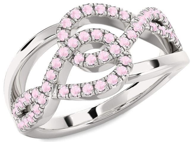 Rose Quartz Silver Infinity Round Ring