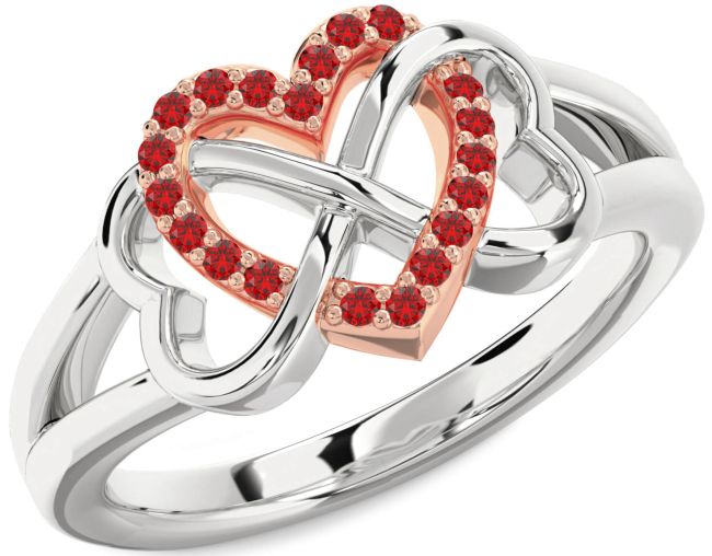 Ruby Rose Gold Silver Heart Infinity Ring