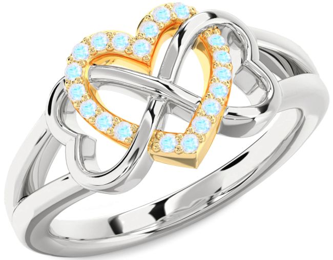 Moonstone Gold Silver Heart Infinity Ring
