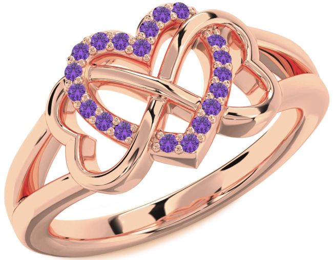 Amethyst Rose Gold Heart Infinity Ring