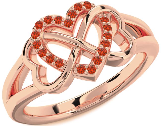 Fire Opal Rose Gold Heart Infinity Ring