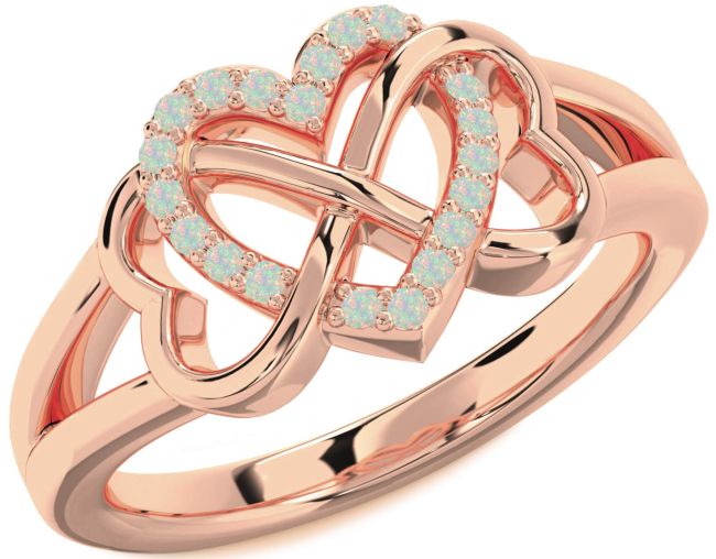 Opal Rose Gold Heart Infinity Ring