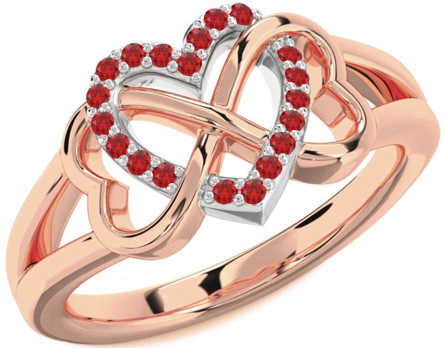Ruby Rose Gold Silver Heart Infinity Ring