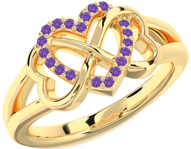 Amethyst Gold Heart Infinity Ring