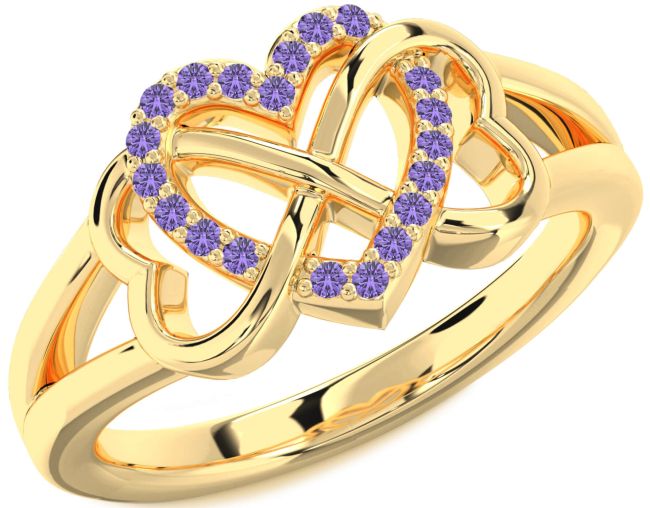 Alexandrite Gold Heart Infinity Ring
