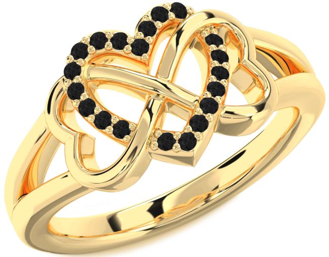 Black Diamond Gold Heart Infinity Ring