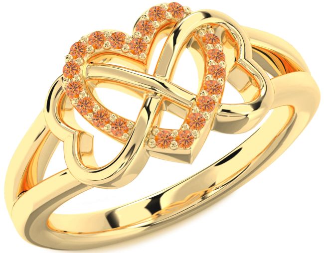 Citrine Gold Heart Infinity Ring