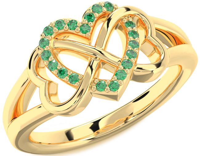 Emerald Gold Heart Infinity Ring
