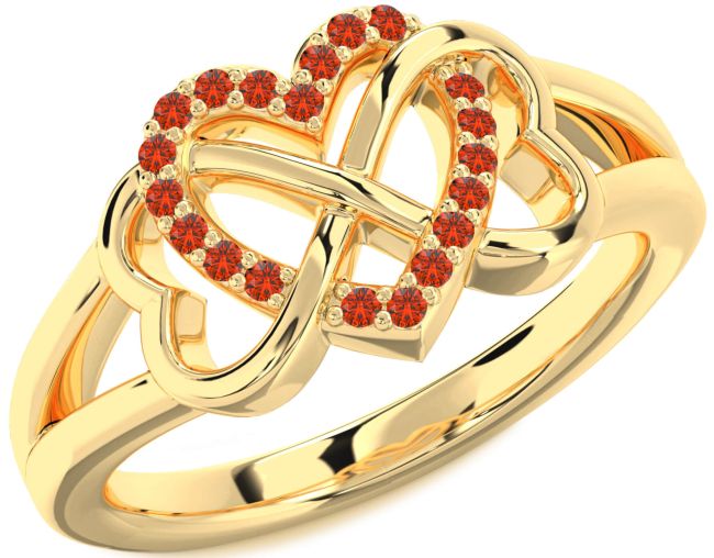 Fire Opal Gold Heart Infinity Ring