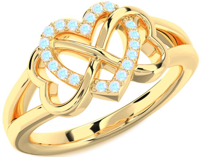 Moonstone Gold Heart Infinity Ring