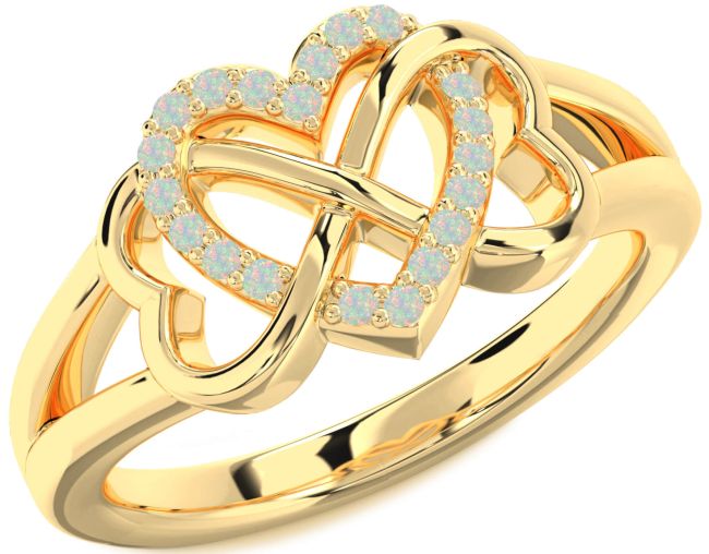 Opal Gold Heart Infinity Ring