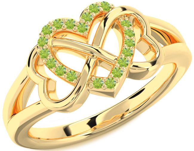 Peridot Gold Heart Infinity Ring