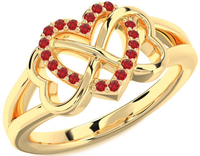 Ruby Gold Heart Infinity Ring