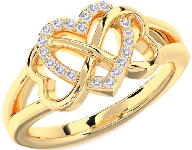 Salt & Pepper Diamond Gold Heart Infinity Ring