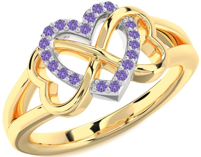 Alexandrite Gold Silver Heart Infinity Ring