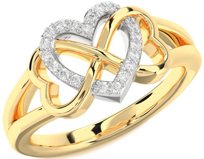 Lab Diamond Gold Silver Heart Infinity Ring