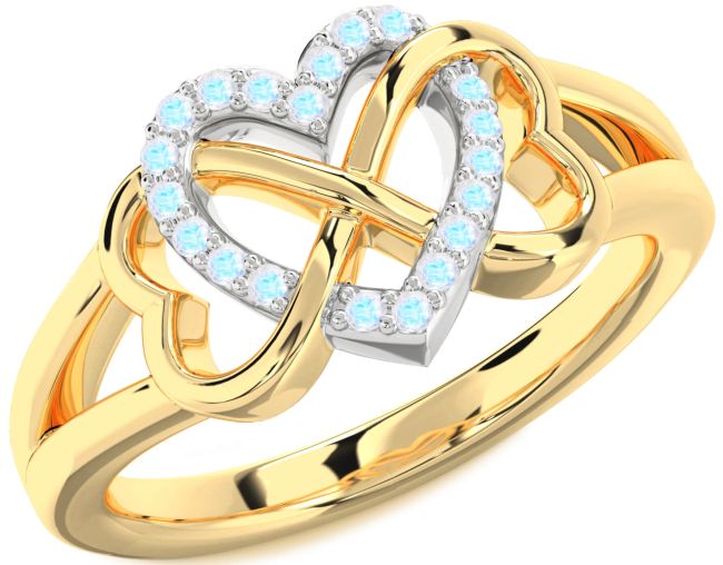 Moonstone Gold Silver Heart Infinity Ring